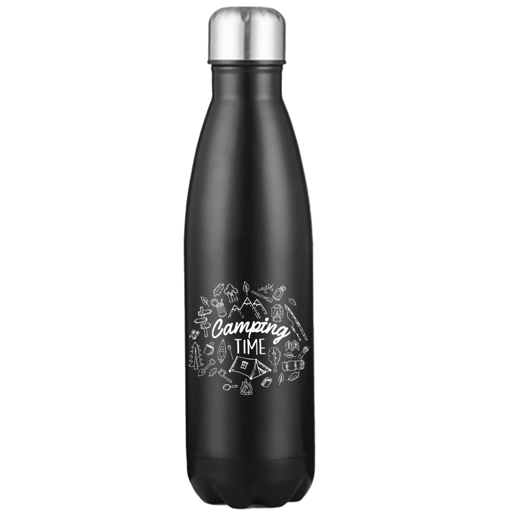 Camping Elements 17oz Stainless Steel Water Bottle with leakproof cap and UV printed design, perfect for outdoor activities.